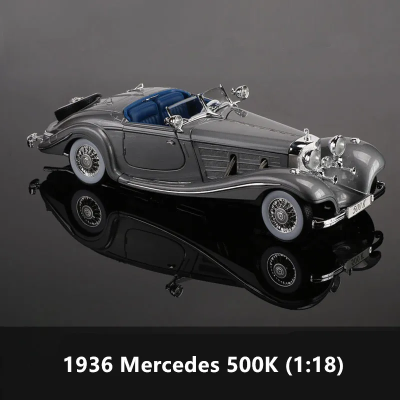 Maisto 1:18 1936 Mercedes 500k модель автомобиля из сплава Модель автомобиля украшение автомобиля коллекция Подарочная игрушка Литье под давлением модель игрушка для мальчиков - Цвет: 500K