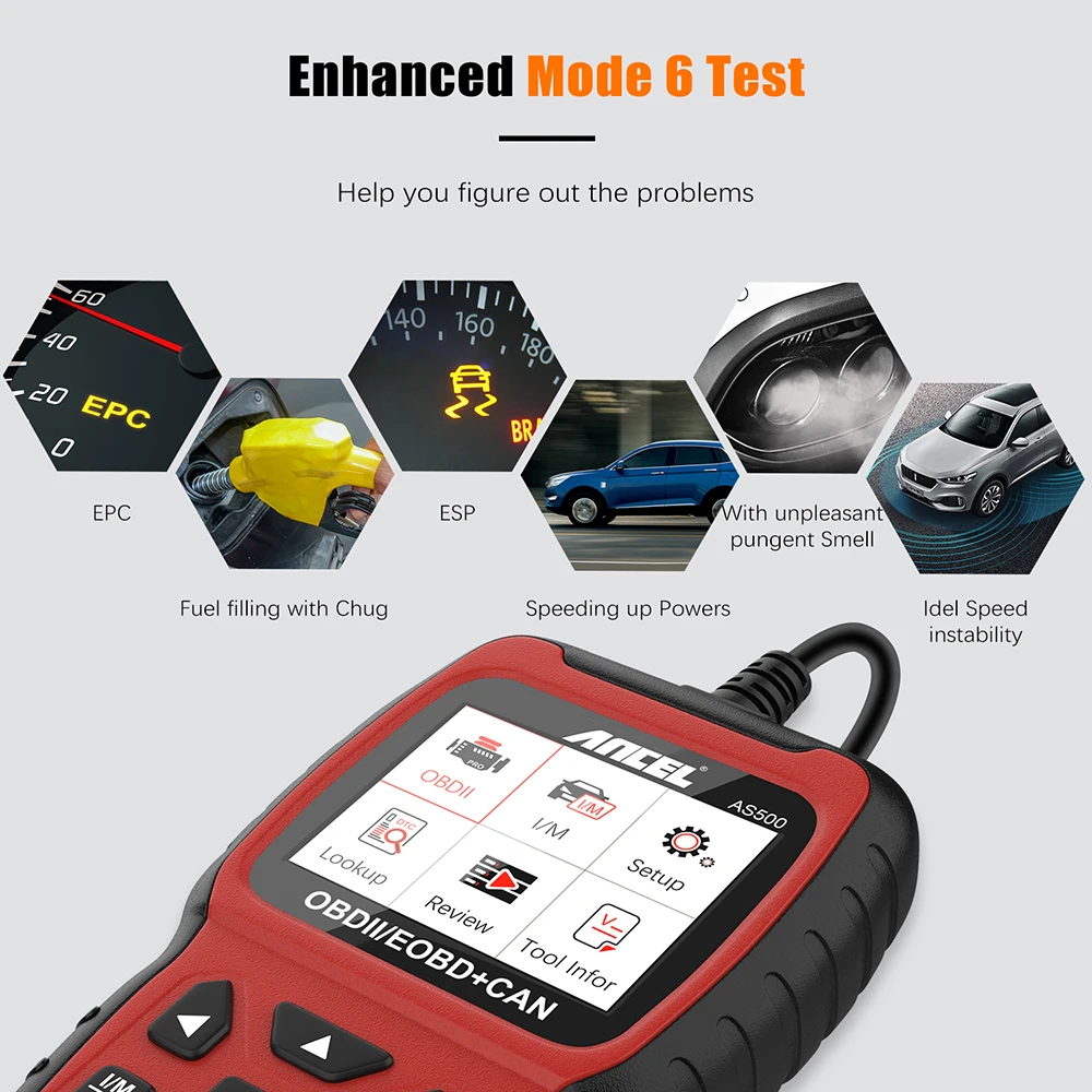 ANCEL AS500 OBD2 Automotive Scanner Full OBDII Engine Check Code Reader Multilingual OBD 2 Auto Diagnostic Scanner Free Update 3