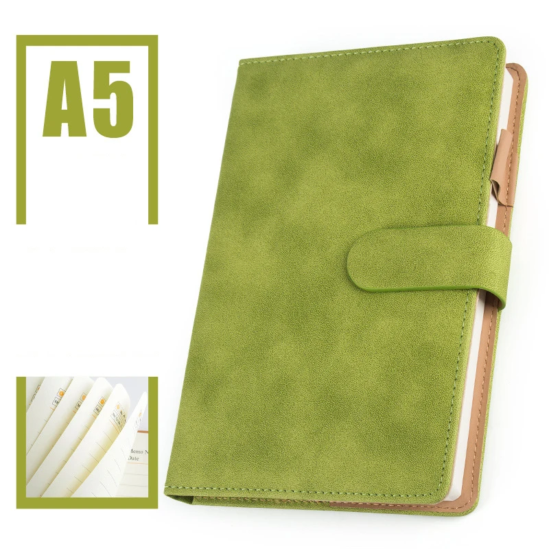 Business Office Notebooks Stationery Loose Leaf Simple Work Journal Leather Diary - Цвет: Round buckle