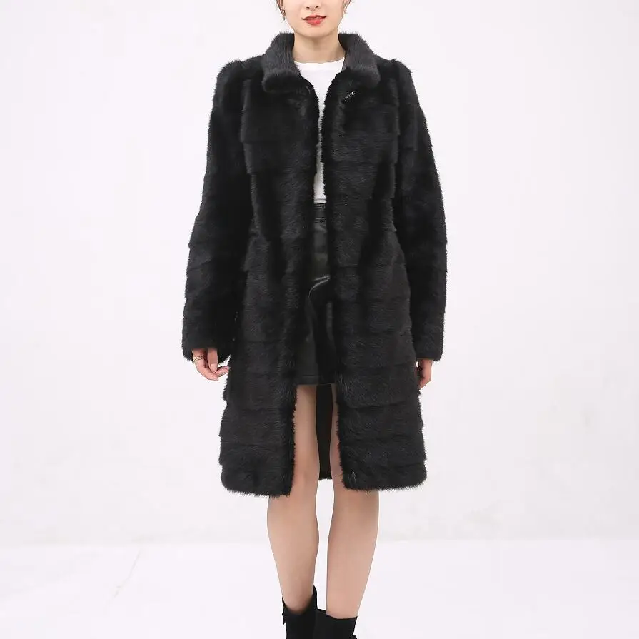 

Long Mink Fur Coat for Ladies, Real Mink Fur Coat, Russian Street Style, 2021 Winter