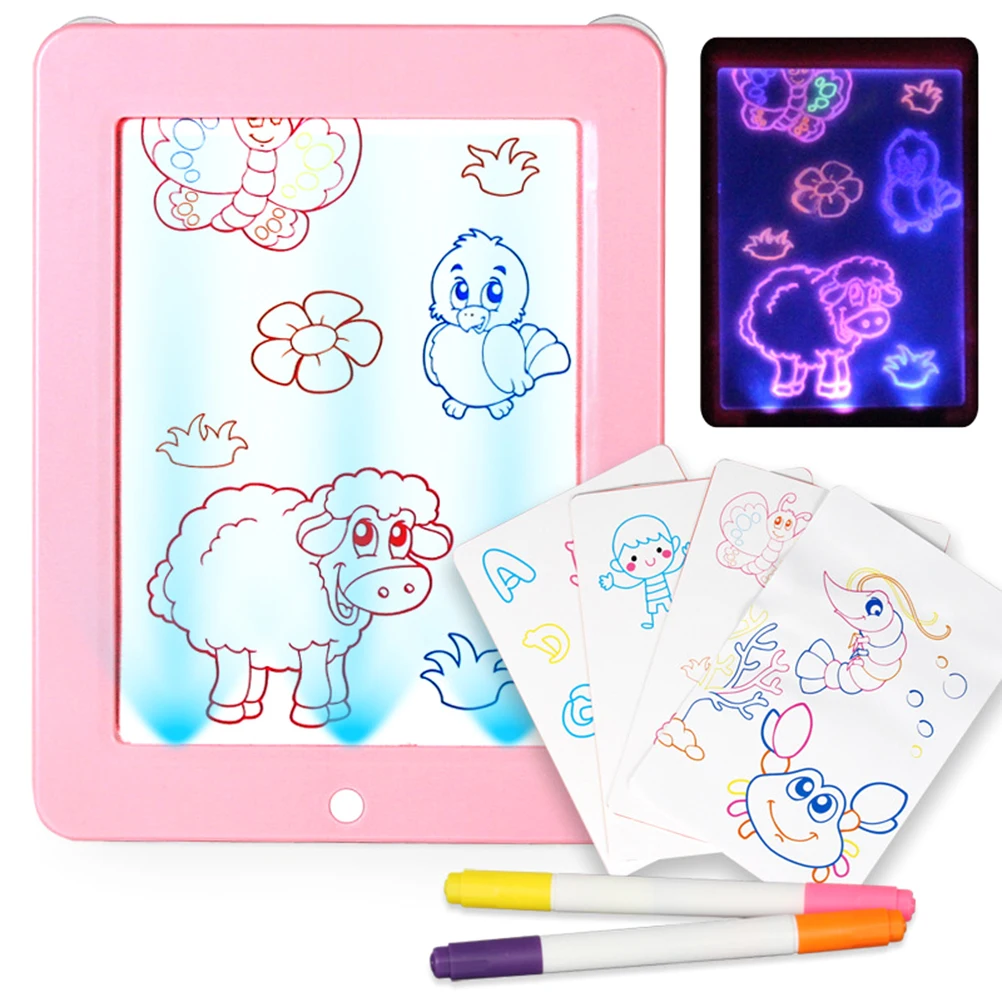Creative Kids Pad Light Up Glow Drawing Writing Board LED Draw Sketch Tablet with Sucker for Art Write Learning Drawing Toys