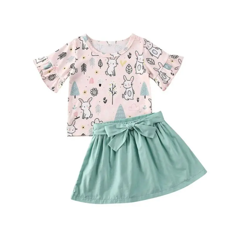 2 шт. футболка и юбка для новорожденных девочек |