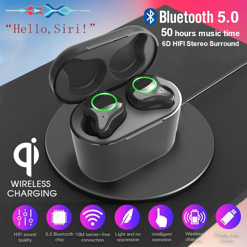 TWS сенсорное управление Bluetooth 5,0 гарнитура Автоматическое Сопряжение шумоподавление HIFI бас водонепроницаемые спортивные наушники power Bank Поддержка SIRI