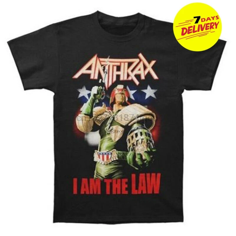 Мужская хлопковая футболка с металлическим ремешком Anthrax судьи DREDD I AM THE LAW все