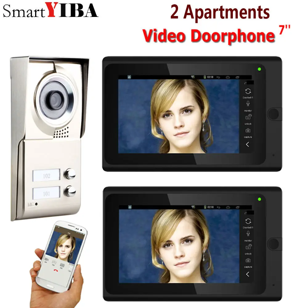 SmartYIBA 7\ 2 Units Home Apartment Video Door Phone Record WIFI Buildings IR Doorbell Kit HD WiFi Security Intercom Door Bell SmartYIBA 7\ 2 Units Home Apartment Video Door Phone Record WIFI Buildings IR Doorbell Kit HD WiFi Security Intercom Door Bell