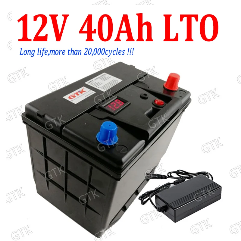 GTK 12v 40ah LTO battery pack Lithium titanate battery BMS 5S for solar storage boat inverter caravan lamp golf+ 10A Charger