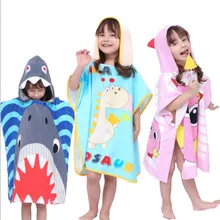 60x120 см, детский халат с капюшоном, банное полотенце, хлопок, с рисунком, бархат, впитывающий плащ, пляжное полотенце для мальчиков и девочек, T797
