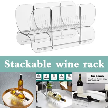 

Plastic Free-Standing Wine Rack Stackable Water Bottle Storage Organizer for Kitchen Countertops Table Top Pantry Fridge UD88