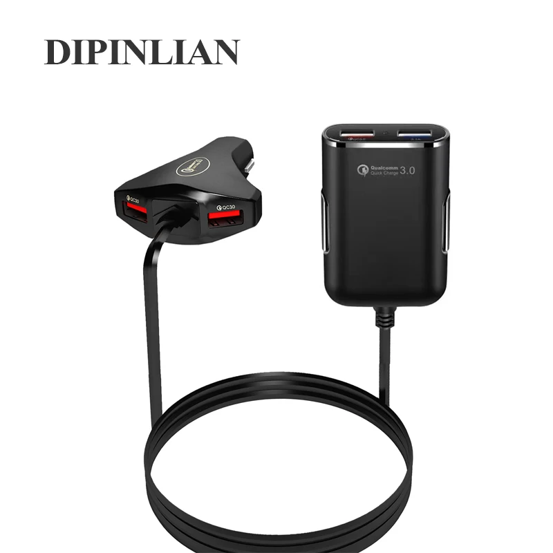 Автомобильное зарядное устройство с 4 USB портами и удлинительным кабелем 1 8 м для