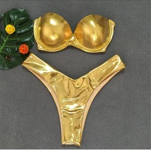 Bikini Set Women Swimsuit Golden Sexy Swimwear Summer Beach Wear Female Sexy Bikini Solid Biquini Bandeau Women Brazilian Bikini Bikini Set Women Swimsuit Golden Sexy Swimwear Summer Beach Wear Female Sexy Bikini Solid Biquini Bandeau Women Brazilian Bikini
