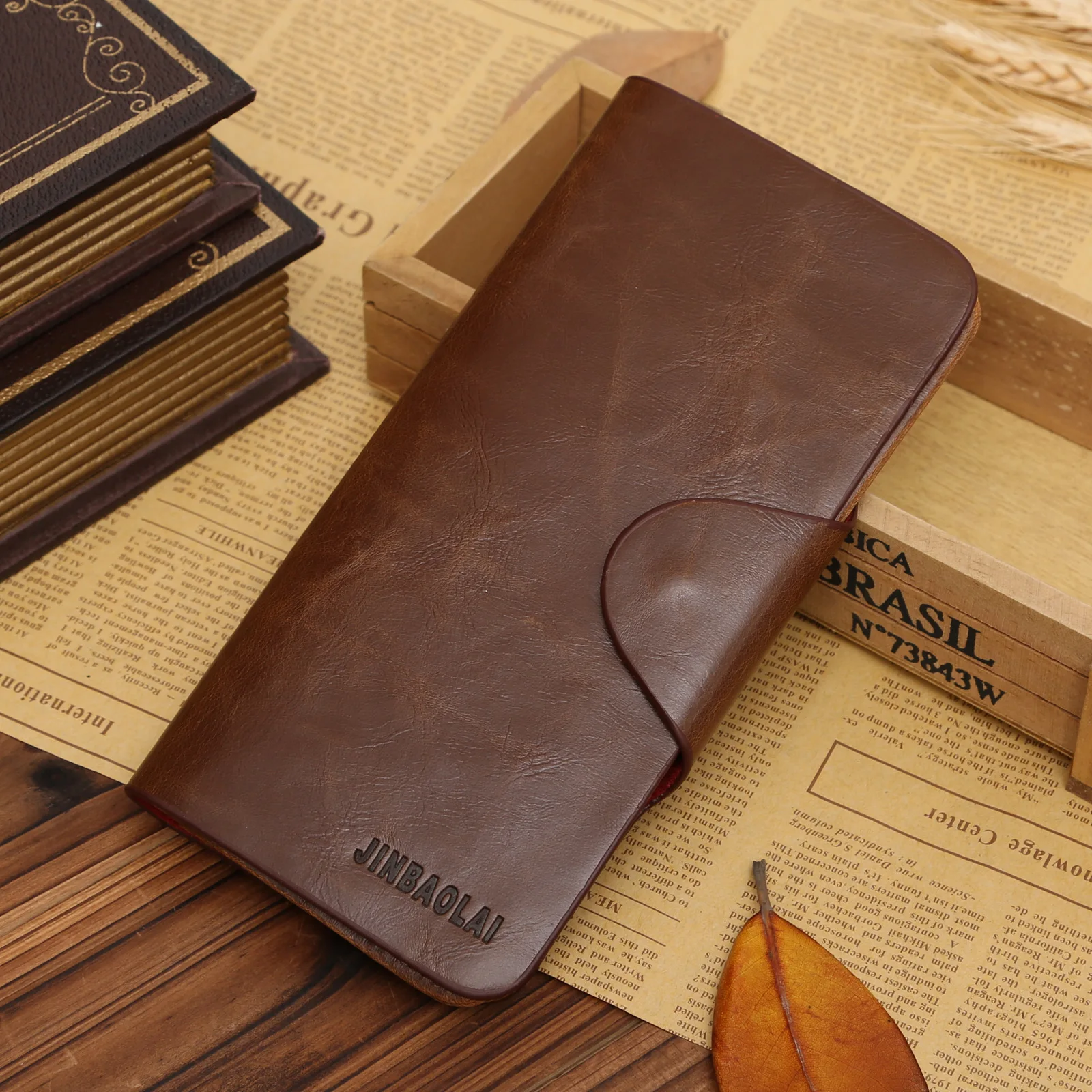 Повседневный мужской бумажник длинный скрытый на кнопке в европейском и