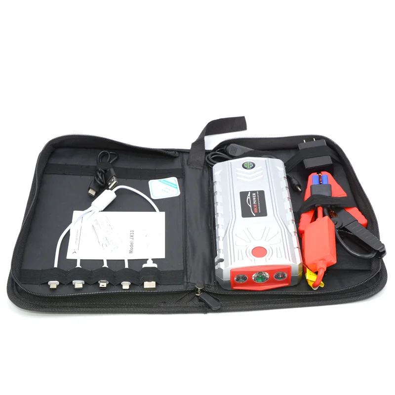 Leather bag Sliver Высокомощный пусковой усилитель устройства 21000mAh 800A 12V портативный автомобильный пусковой стартер power Bank автомобильный стартер для автомобильного зарядного устройства - Цвет: Leather bag Sliver