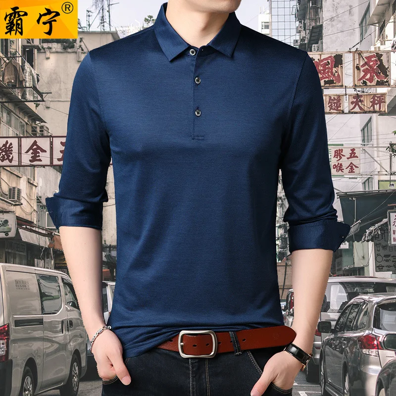

Men'S Wear Autumn Long-sleeved T-shirt Middle-aged Men Casual Loose-Fit Dad Casual Loose Base Shirt Men's