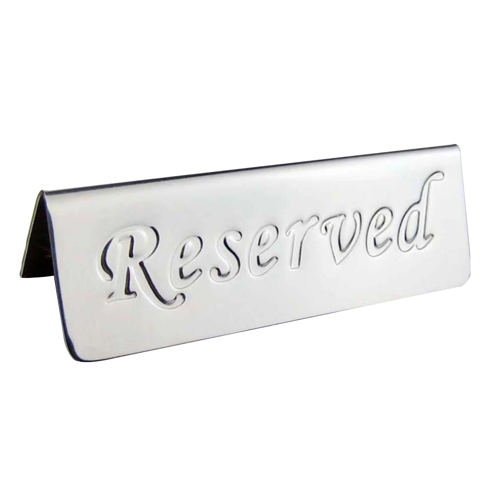 Stainless Steel Table Sign Restaurant Party Desktop Indicator Double Side Reserved Pattern Display Practical Portable Durable