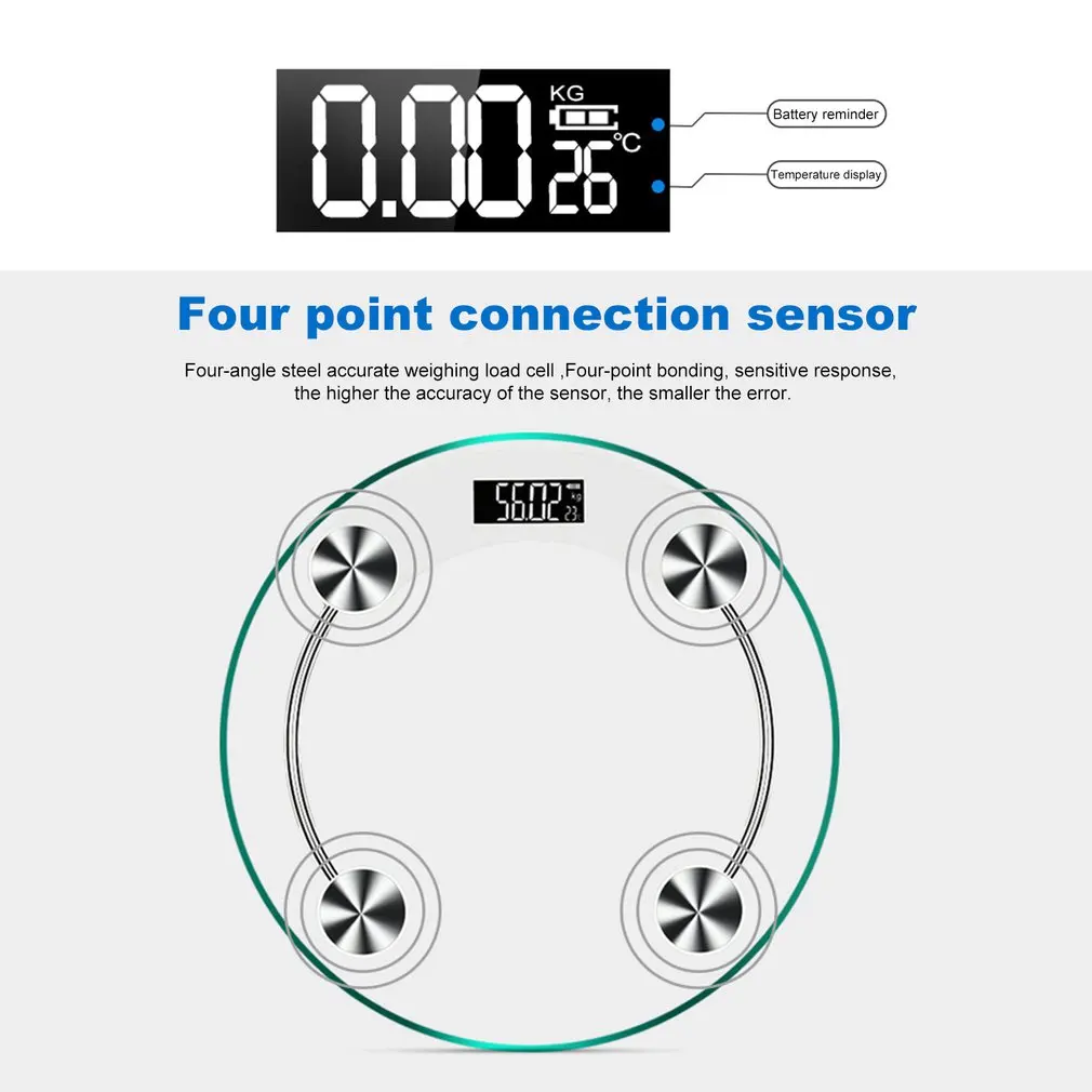 Electronic Weighing Scale Household Body Bathroom Scale LCD Tempered Glass Backlight Digital Display Weight Scale Sale
