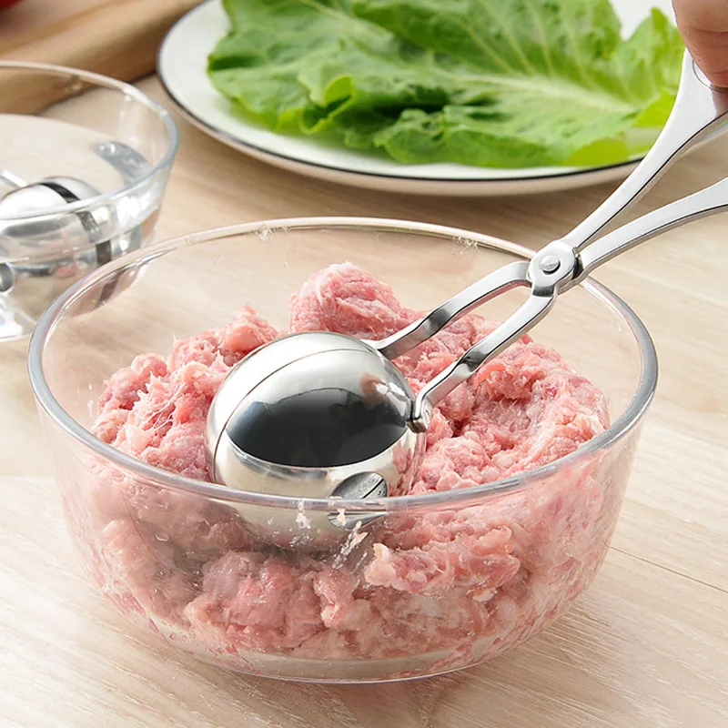 

2 Size Optional Stainless Kitchen Convenient Meatball Clip DIY Fish Meat Rice Ball Meatball Mold Tools