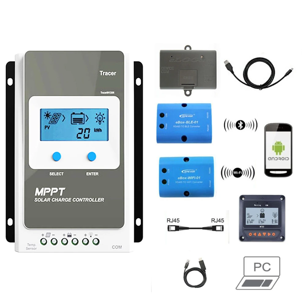 MPPT Контроллер заряда солнечной энергии с ЖК-подсветкой PWM выход 3210AN 30A 9 V-32 V-25 ° C~+ 45 ° C Солнечный контроллер