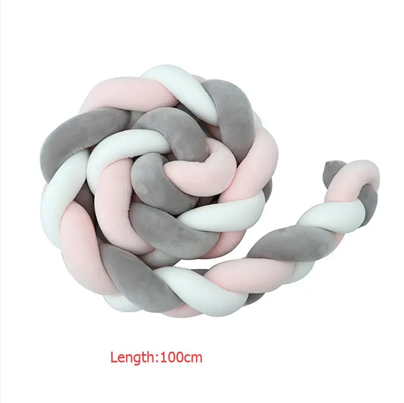 huibaifen100cm 1 шт., 1 м/2 м/3 м, ручная работа, нодический узел для новорожденных, кровать, бампер, длинная узелковая оплетка, подушка для детской кроватки, бампер, узел, детская кроватка, декор для комнаты - Цвет: huibaifen100cm