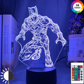 

Black Panther Figure Child Night Light Led Touch Sensor Color Changing Nightlight for Home Decor Bedside Table 3d Lamp Marvel