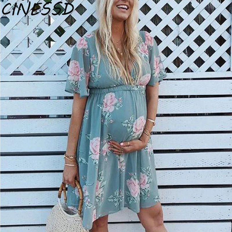 

2020 Women's Summer Casual Maternity Breastfeeding Dress Pregnancy Clothing Nursing Lactation Wear Dresses for Pregnant Cloth