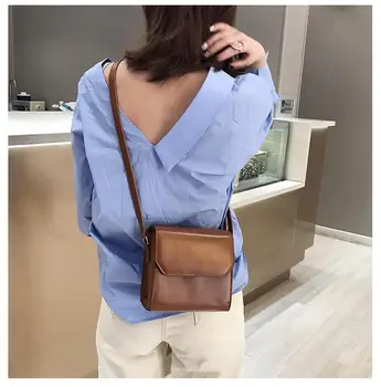 

Women's bag 2020 new light luxury small square bag Retro Leather bag chain Single Shoulder Bag Messenger