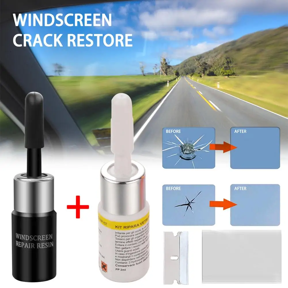

2 Pack Car Automotive Glass Nano Repair Fluid Kit Window Glass Crack Chip Repair For Car better repair effect Tools