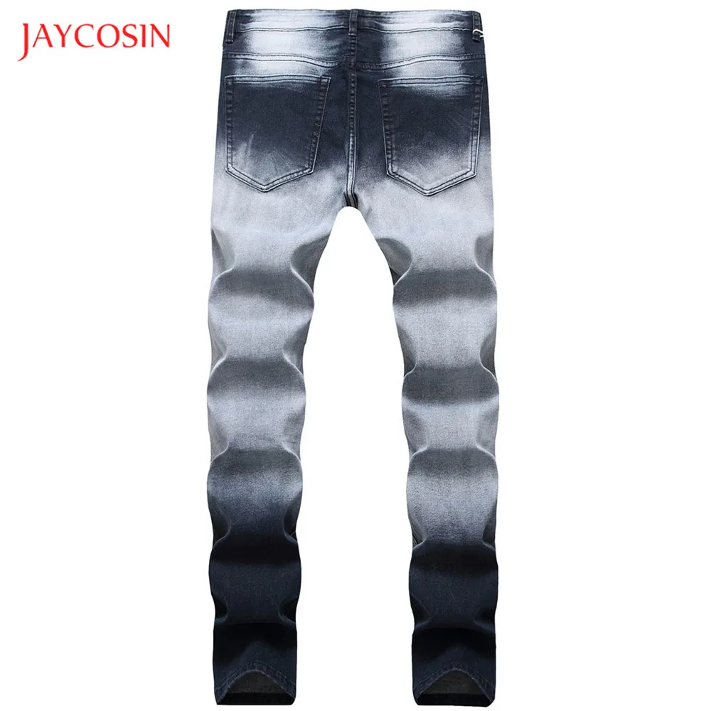 Jaycosin, новая мода, мужские джинсы, штаны, рваные, повседневные, отбеленные, облегающие, узкие, джинсовые брюки, брюки, уличная одежда размера плюс 28-40