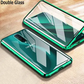 Перейти на Алиэкспресс и купить Магнитный чехол для Oppo Reno 2Z Z 10X F11 Pro A9X A9 A5 2020 Realme 5 Pro X2 XT Reno 3 4, двухстороннее закаленное стекло, металлический чехол