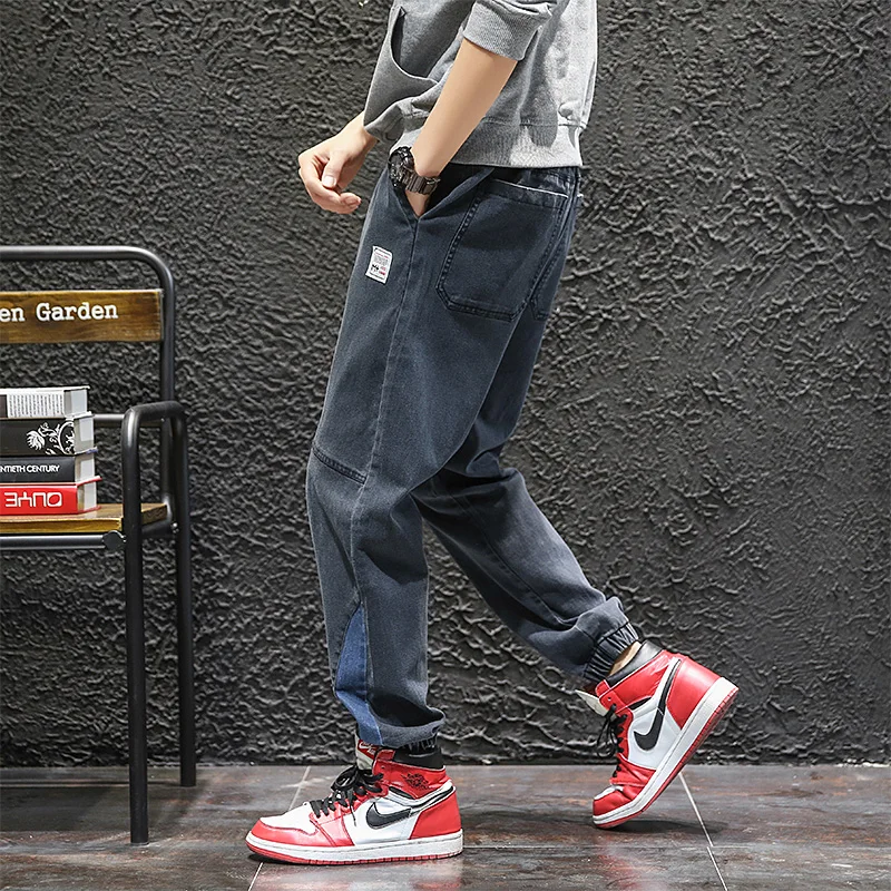 Designer Trousers Men Jeans Pants Punk Harem Pants Male Tracksuit Bottoms Black Jeans Japanese Streetwear Cargo Pants Casual