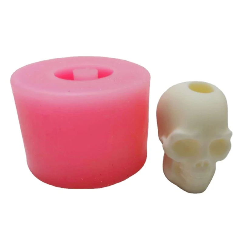 

3D Human Skull Shape Silicone Straw Topper Mold Skull Sucker Straw Decor Mold U4LF
