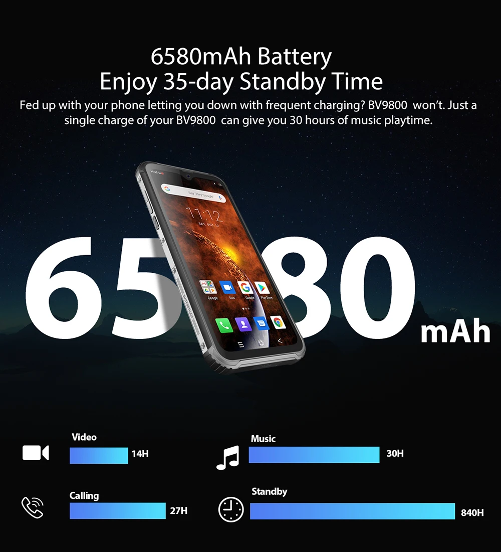 Смартфон Blackview BV9800 P70, 6 ГБ+ 128 Гб, 48 Мп, камера, 6,3 дюйма, FHD экран, IP68, водонепроницаемый, Android 9,0, Беспроводная зарядка, 4G, смартфон