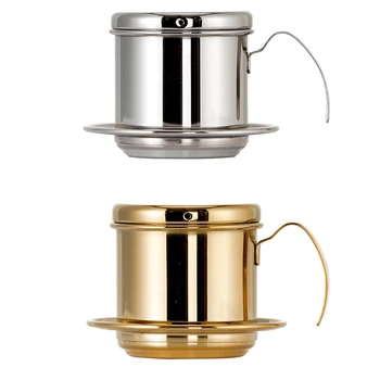 

Portable Stainless Steel Vietnam Coffee Dripper Reusable Filter Vietnam Coffee Drip Pot Dripper Vietnamese Coffee Filter Cup