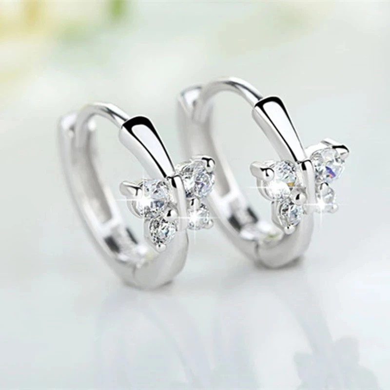 

Серьги-кольца женские из серебра 925 пробы с кристаллами