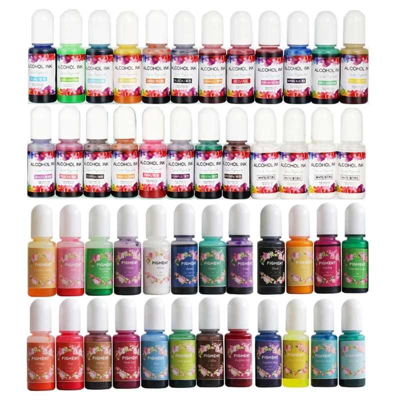 Epoxy Resin Pigment 48 Bottles High Concentrated Alcohol-Based Inks Epoxy Resin Pigment Translucent Crystals Liquid Resin Pigment Kit