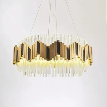 

Modern LED crystal chandelier gold luxury cristal lampshade lustre for living dining room bedroom kitchen island chandeliers