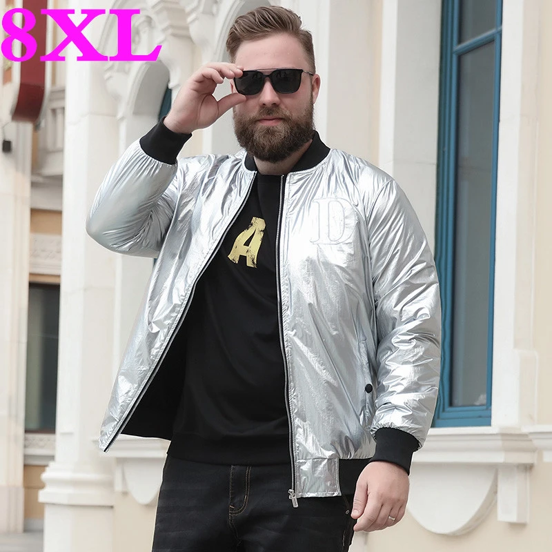 

plus size 8XL 7XL Spring and autumn men's high-end printing casual jacket foreign trade trend personality bright waterproof coat