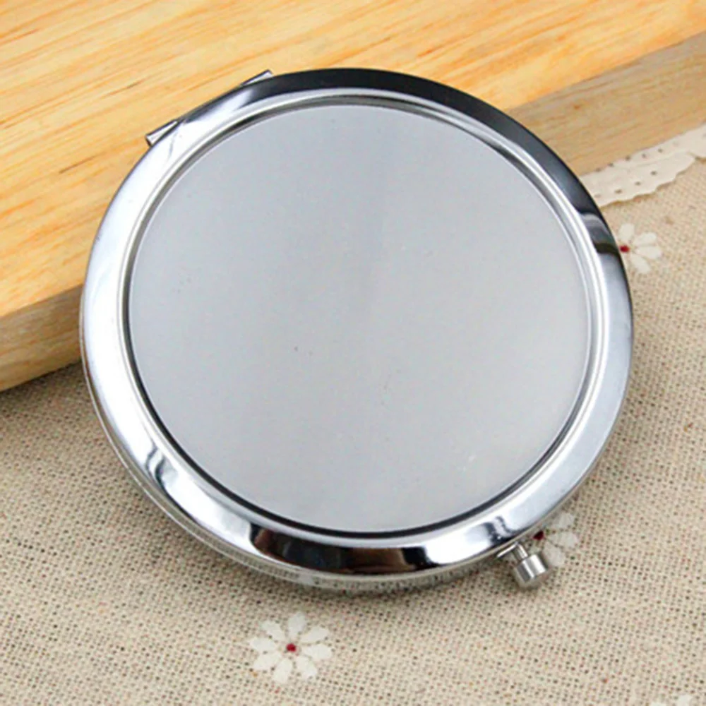 1Pc Portable Makeup Mirror Solid Color Metal Round Case Double-Side Pop-Up Pocket Mirror Beauty Accessories Rose Gold
