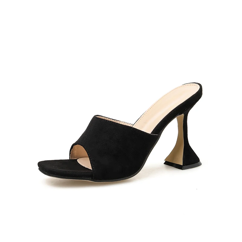 Pzilae/ г.; Новая летняя обувь; модные пикантные Босоножки с открытым носком на высоком каблуке; женская обувь без застежки на тонком каблуке; Цвет черный, серебристый