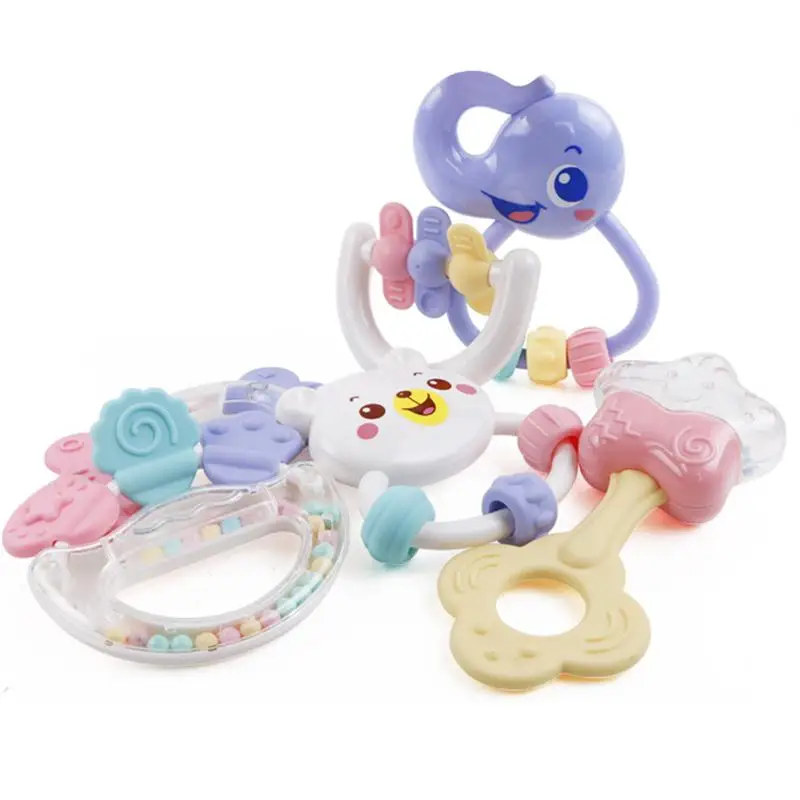 6pcs Teethers Toys Handbells Lovely Funny Interesting Educational Toy Shaker Rattle Gift For Infant Baby Kids Children