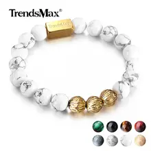 Trendsmax 10 мм бусины из натурального камня тянущийся браслет для
