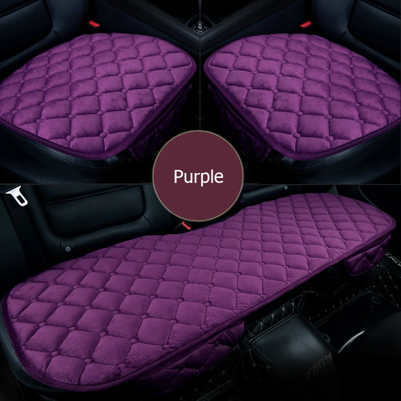 Plush Car Seat Covers Front/Rear/ Full Set Choose Car Seat Cushion Plush Pad Protector Accessories Anti-Slip