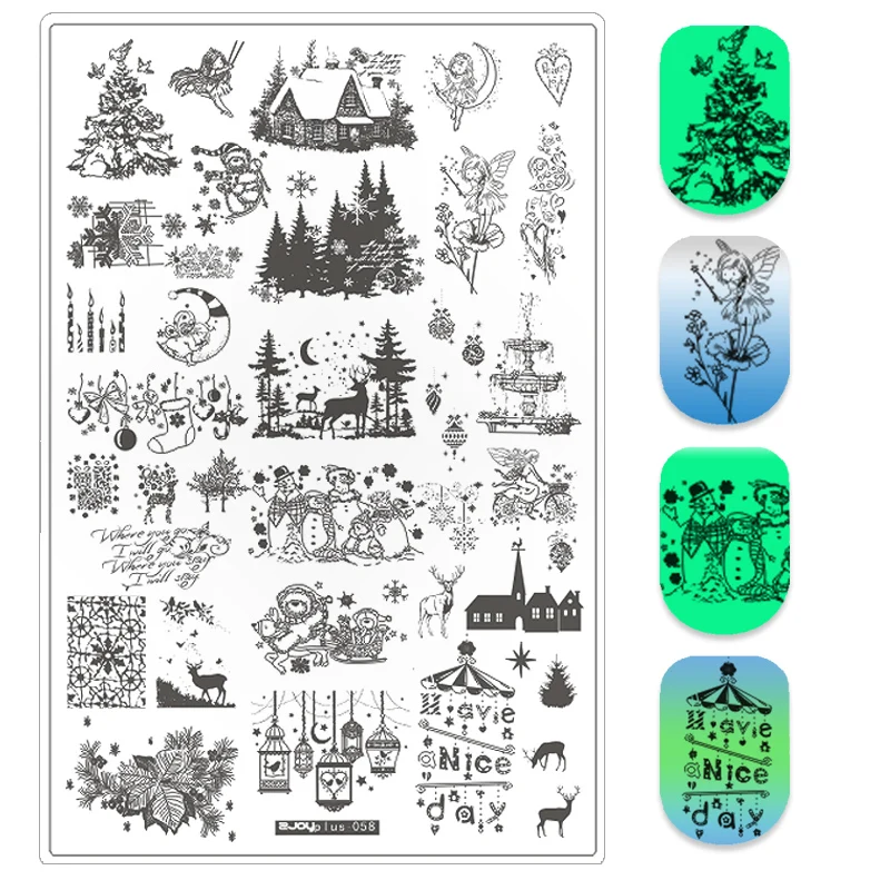 1pcs Halloween Nail Stamp Plates Big Size Christmas Nai Art Stamping Stainless Steel Artist Simple Stamping Template Stencils