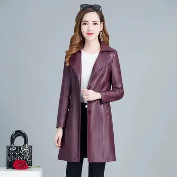 

New 2020 Leather Jacket Women New Fashion Black Motorcycle Coat Long Faux Leather Plus Size Casual Biker Jacket Outerwear