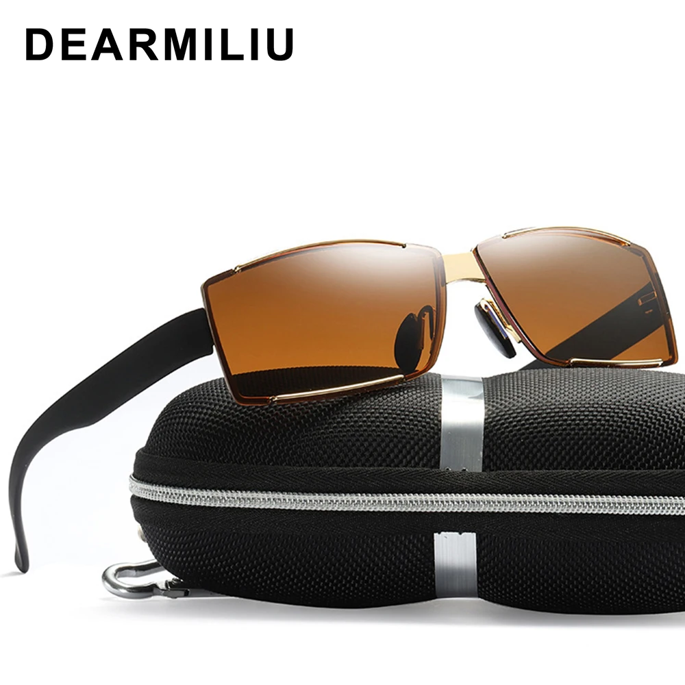 DEARMILIU новые мужские ретро солнцезащитные очки Классические роскошные брендовые дизайнерские поляризованные прямоугольные винтажные gafas de sol hombre