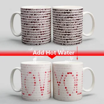 

New 350mL Creative Love Code Magic Mug I LOVE YOU Temperature Changing Cup Heat Sensitive Cup Coffee Tea Milk Mug Novelty Gifts