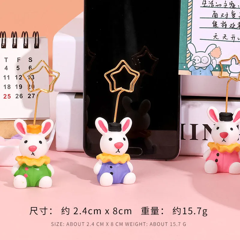 Милые Мультяшные фигурки животных кроликов из смолы фотопапка для сообщений в