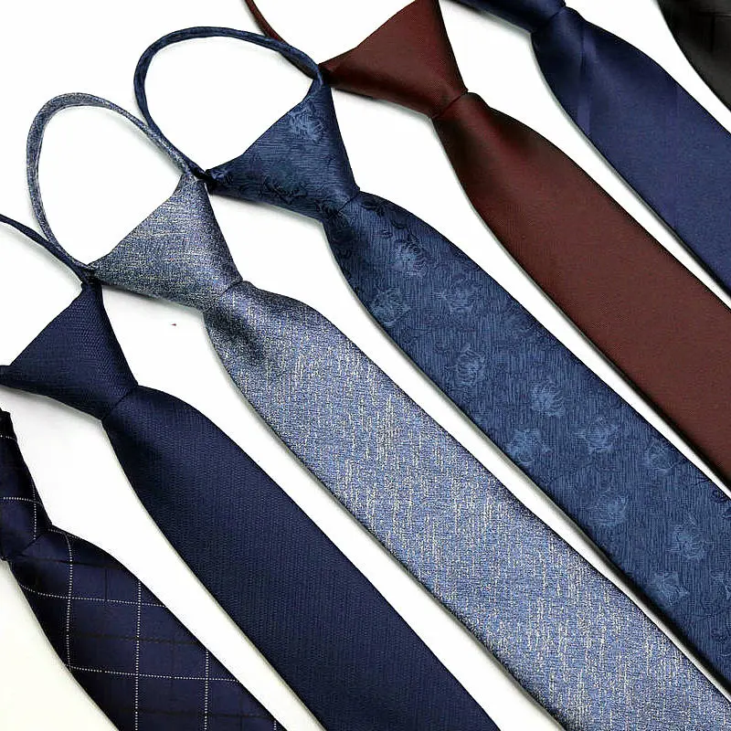 

48*6 CM 1200pin Zipper Tie Mens 6cm Skinny Zipper Neckties of Fashion Business Casual Lazy Ties for Men Striped Solid color ties