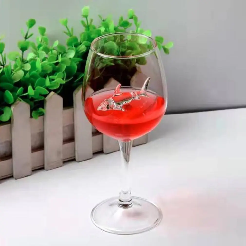 Creative Glass Red Wine Glass Goblet Cocktail Glass Fully Clear Wine Glass Exquisite Round Shark Wine Glass
