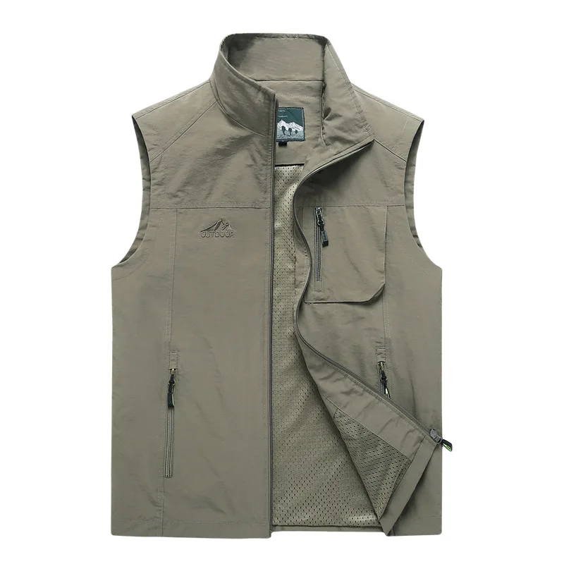 

Spring Summer Men Waistcoat Thin Large Size Fishing Vest Mesh Photographical Vest Summer Quick-Dry Multi-pockets Waistcoat