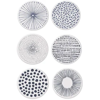 

Ceramic Stone with Cork Backing Non-Slip Heat Insulation Table Mat Absorbent Coasters for Drinks Set of 6